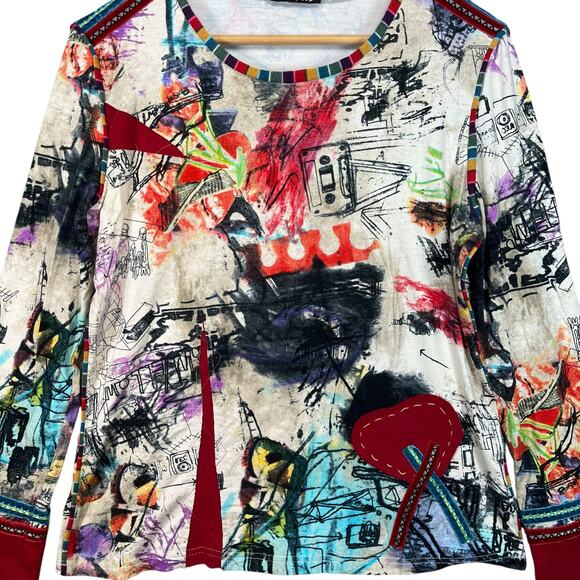 My Way Women's Unique Artistic‎ Wearable Art Comfortable Fit Casual Crew Neck L - Picture 3 of 8